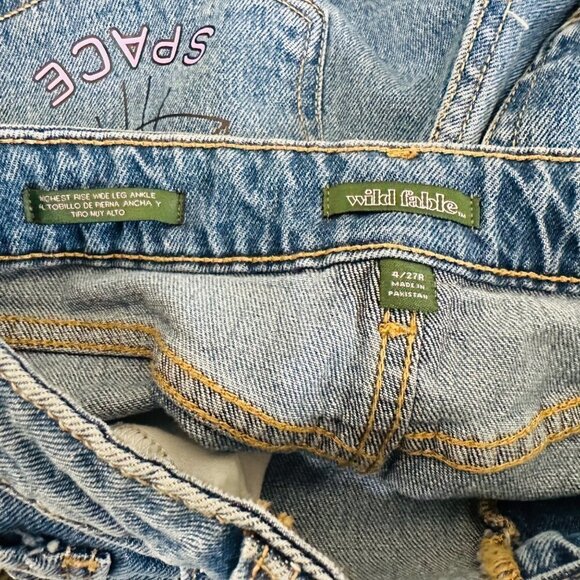 Wild Fable Wide Leg Jeans Size 27 Medium Wash Graffiti Doodles Women's - Picture 7 of 8